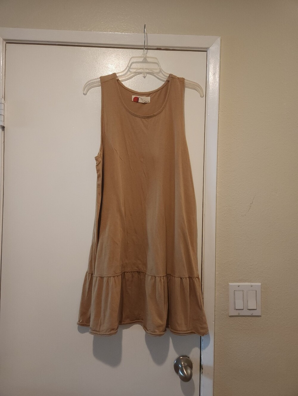 Sleeveless Ruffle-Hem Tank Dress - Camel